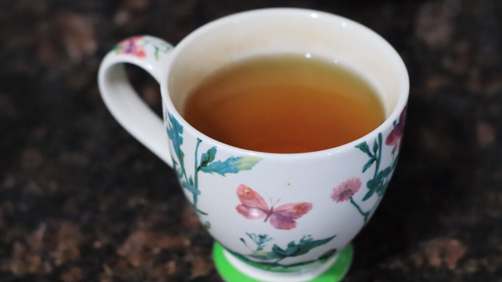 Cup of peppermint herbal tea. 