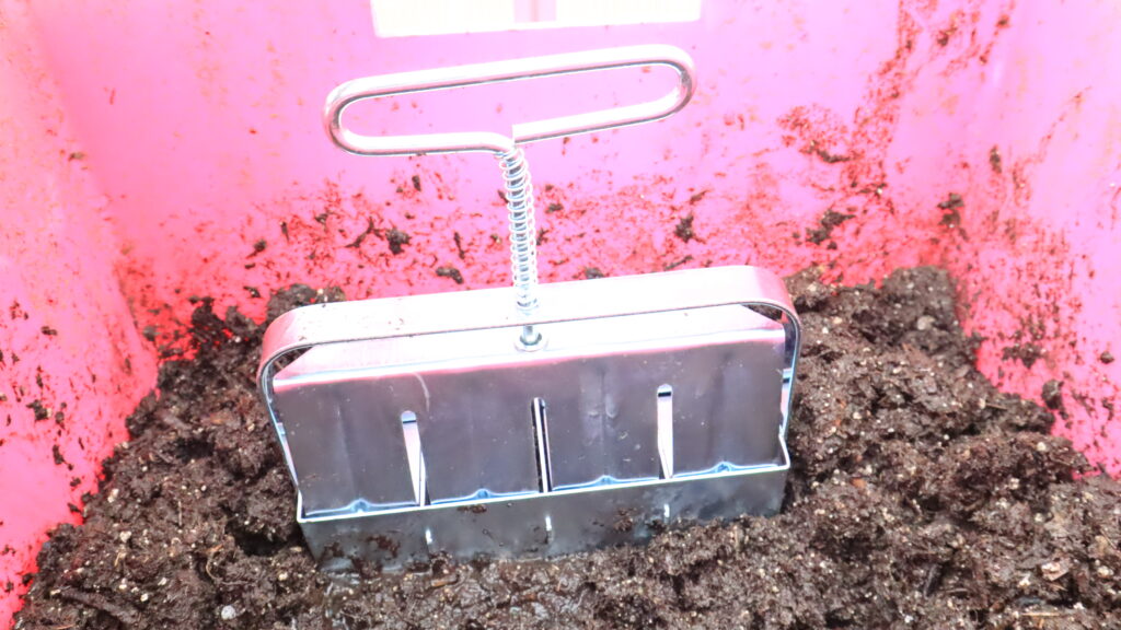 An example of a 2"x2" soil blocker. This makes four blocks at one time.